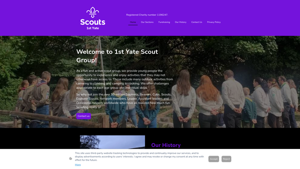 Screenshot of the 1st Yate Scout Group website