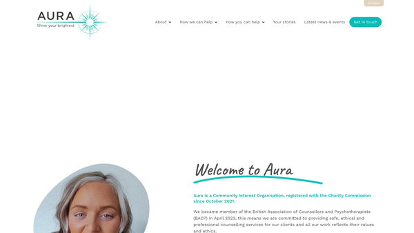 Screenshot of the Aura website