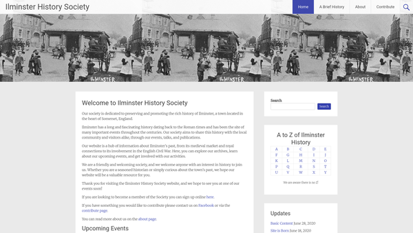 Screenshot of the Ilminster History Society website