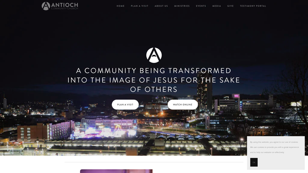 Screenshot of the Antioch Community Church website