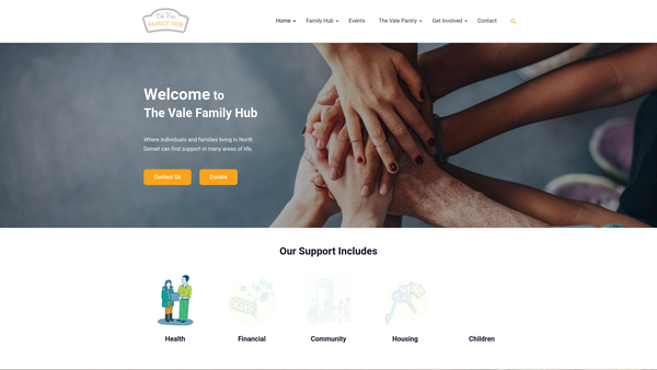 Screenshot of the The Blackmore Vale Charity website
