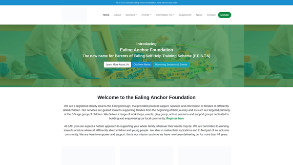 Screenshot of the Ealing Anchor Foundation website