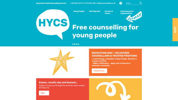 Screenshot of the Hounslow Youth Counselling Information And Support Service website
