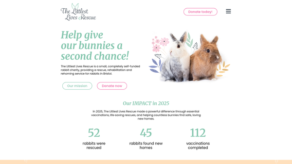 Screenshot of the The Littlest Lives Rescue website