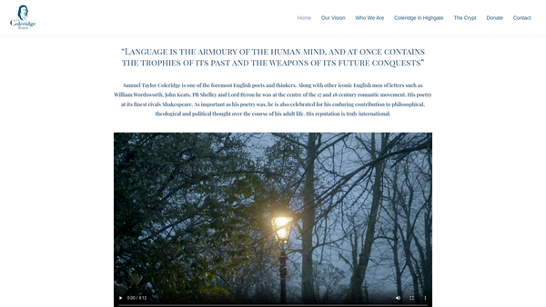 Screenshot of the The Coleridge Trust website