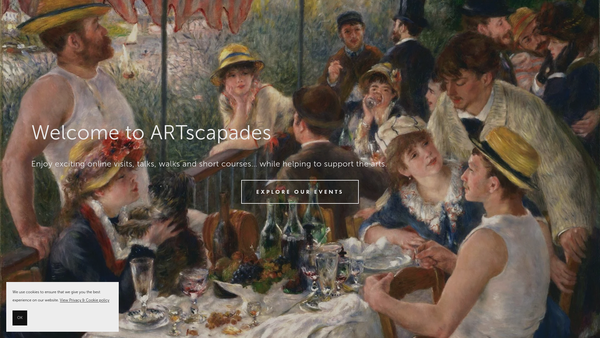 Screenshot of the Artscapades website