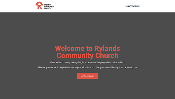 Screenshot of the Rylands Community Church website