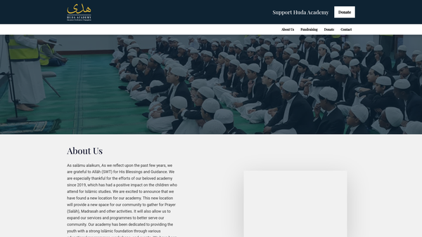 Screenshot of the Huda Academy website