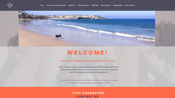 Screenshot of the Hope Community Church, St Ives website