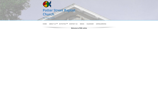 Screenshot of the Potter Street Baptist Church website