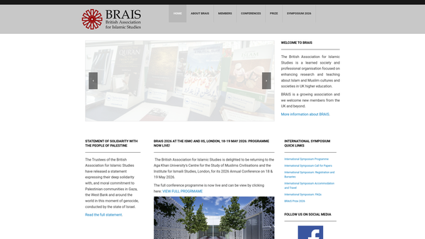 Screenshot of the British Association For Islamic Studies website