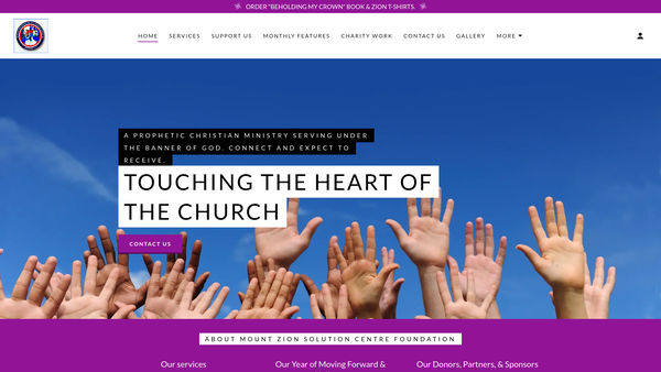 Screenshot of the Mount Zion Solutions Center website