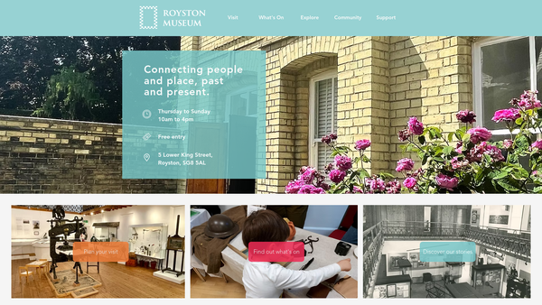 Screenshot of the Royston Museum Trust CIO website