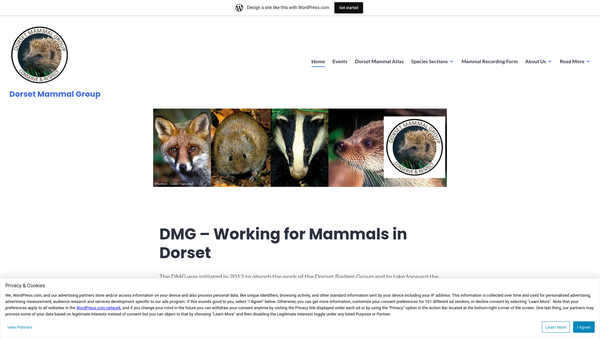 Screenshot of the Dorset Mammal Group website