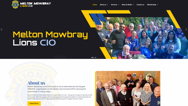 Screenshot of the Melton Mowbray Lions Club (CIO) website
