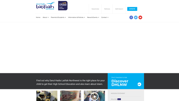 Screenshot of the Darul Hadis Latifiah Northwest website