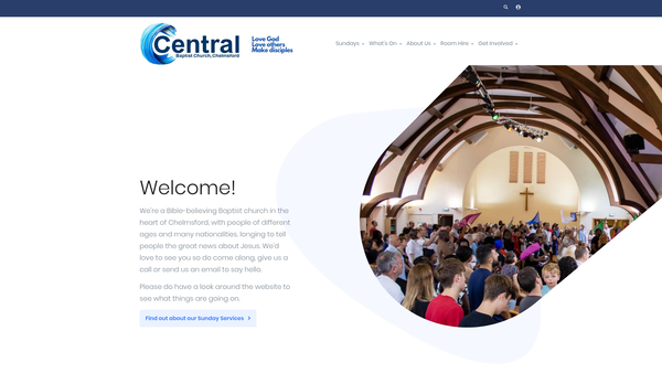 Screenshot of the Central Baptist Church Chelmsford website