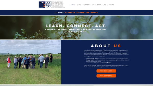 Screenshot of the Oxford Climate Alumni Network website