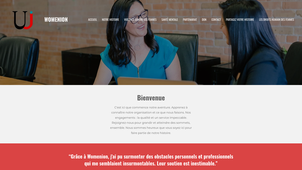Screenshot of the Womenion website