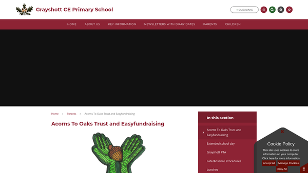 Screenshot of the Acorns To Oaks Trust website