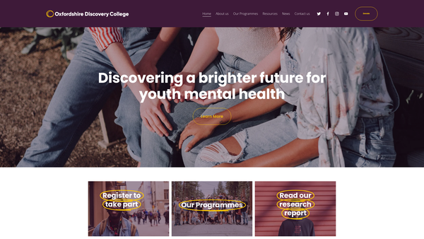 Screenshot of the Oxfordshire Discovery College website