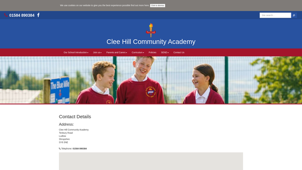 Screenshot of the Clee Hill Primary PTA website