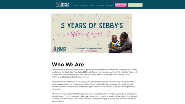 Screenshot of the Sebby's Corner website
