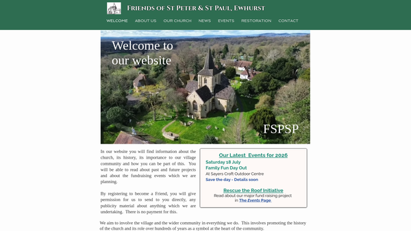 Screenshot of the Friends Of St Peter & St Paul Ewhurst website