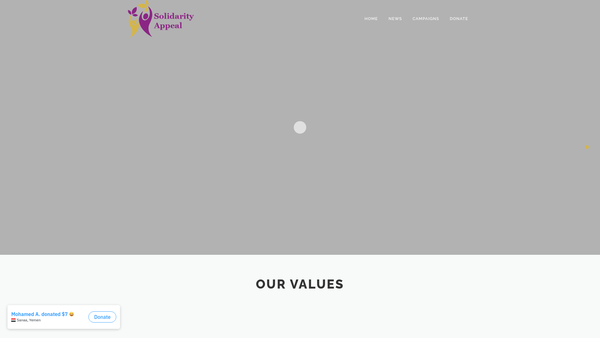 Screenshot of the Solidarity Appeal website