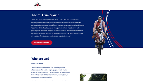 Screenshot of the Team True Spirit website