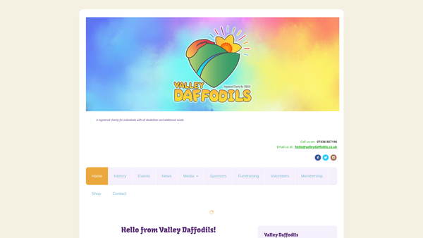 Screenshot of the Valley Daffodils website