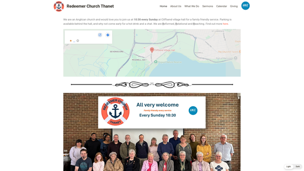 Screenshot of the Redeemer Church Thanet website