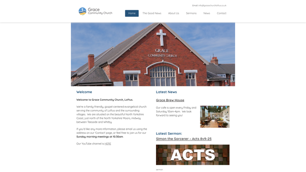 Screenshot of the Grace Community Church Loftus website