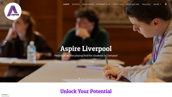 Screenshot of the Aspire Liverpool website
