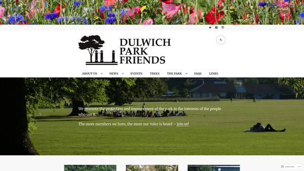 Screenshot of the The Dulwich Park Friends website