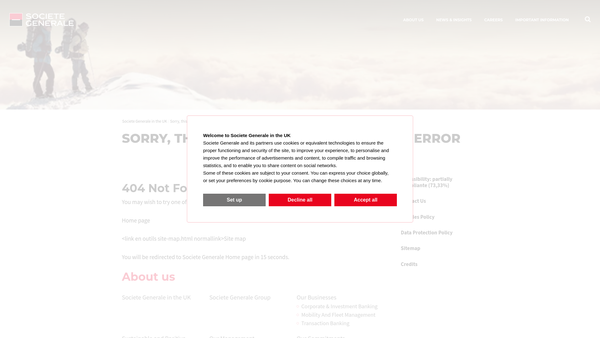 Screenshot of the Societe Generale UK Foundation website