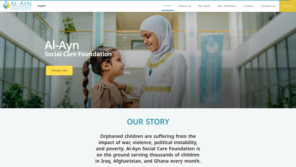 Screenshot of the Al-Ayn Social Care Foundation International website