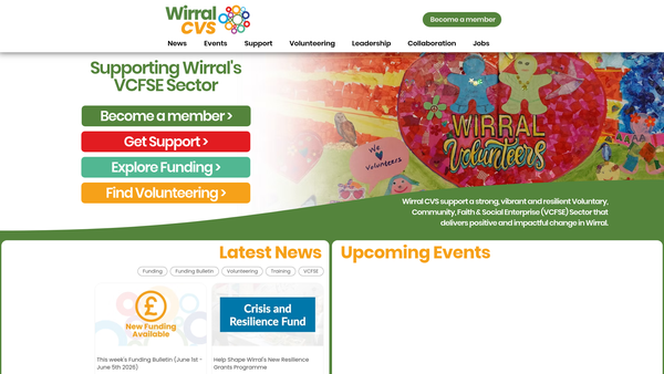 Screenshot of the Wirral Cvs website