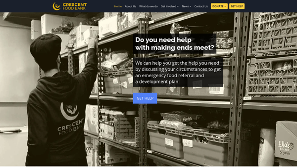 Screenshot of the Crescent Food Bank website