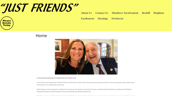 Screenshot of the Just Friends website
