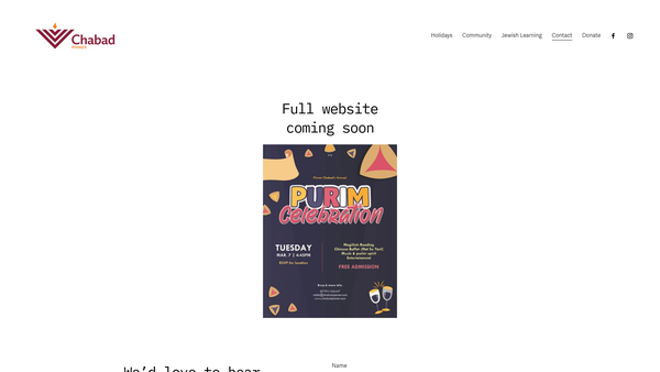 Screenshot of the Chabad Lubavitch Of Pinner website