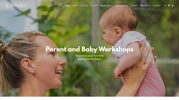 Screenshot of the Babygro website