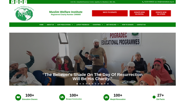 Screenshot of the Muslim Welfare International website