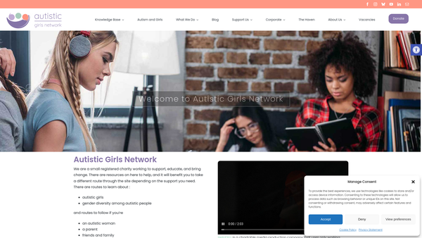 Screenshot of the Autistic Girls Network website