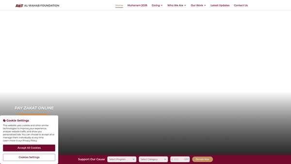 Screenshot of the Alwahab Foundation website