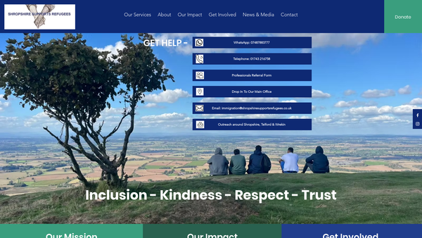 Screenshot of the Shropshire Supports Refugees website