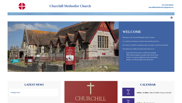 Screenshot of the Churchill Methodist Church website