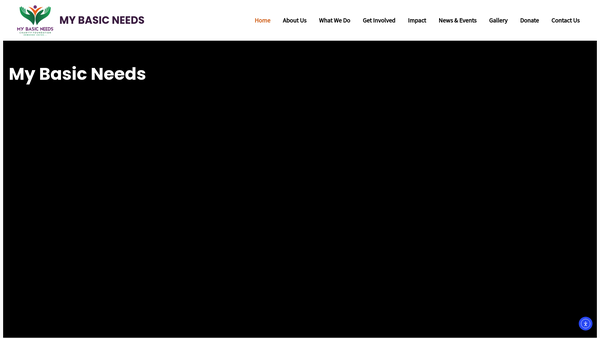 Screenshot of the My Basic Needs Charity Foundation website