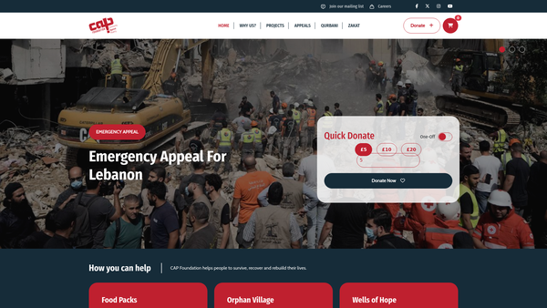 Screenshot of the Community Against Poverty Foundation website