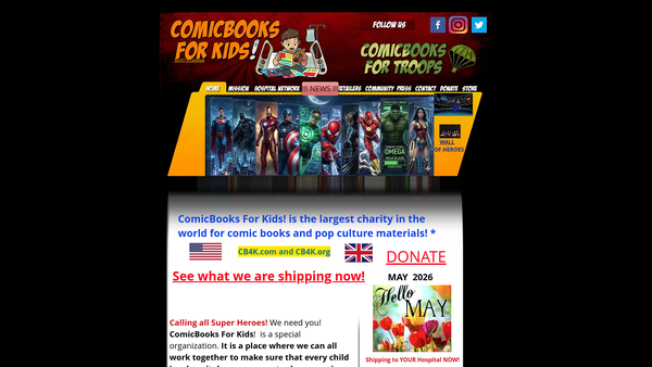 Screenshot of the Comicbooks For Kids UK! website